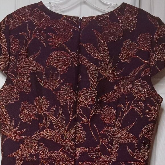 Vince Camuto New Jacquard Ruffle Bodycon Party Dress Burgundy Shimmer Sz 10 - Picture 9 of 9